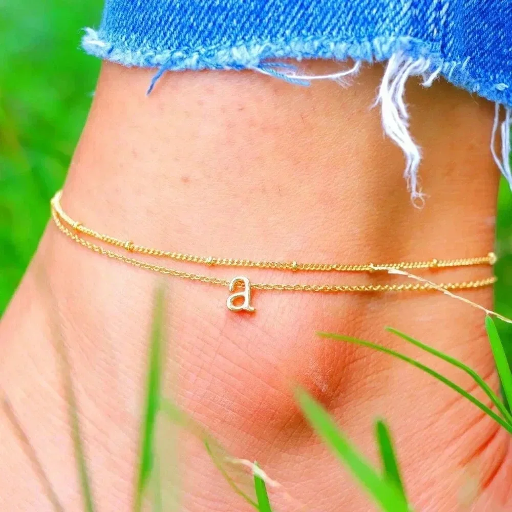 💛GOLD A to Z LETTER SPARKLE INITIAL ANKLET ALPHABET BRACELET GIFT, ELDM22279 - Picture 10 of 12